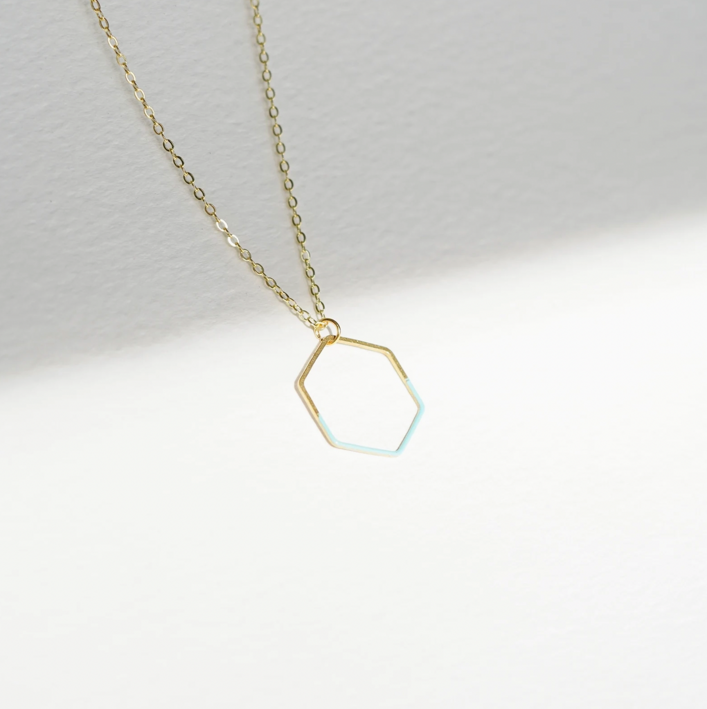 Copper Bee Hexagonal Turquoise & Brass Necklace
