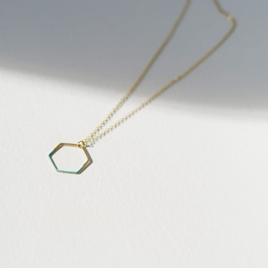 Copper Bee Hexagonal Turquoise & Brass Necklace