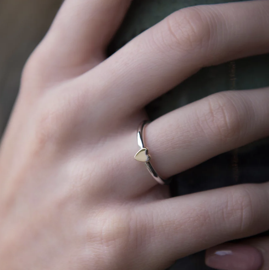 Silver and gold heart ring sale