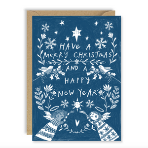 Joy Nevada Delft Angel Blue Xmas Card