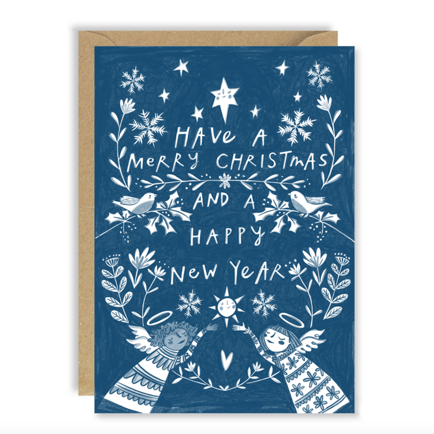 Joy Nevada Delft Angel Blue Xmas Card