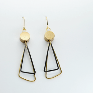 Copper Bee Black & Brass Triangle Drop Earrings