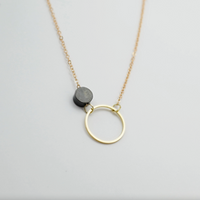 Load image into Gallery viewer, Copper Bee Black &amp; Brass Circle &amp; Dot Necklace
