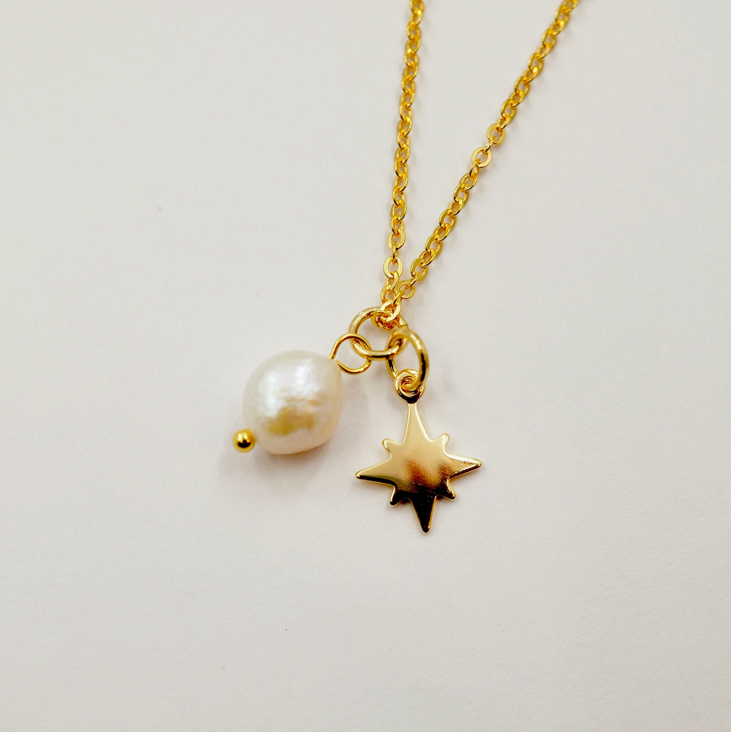 Copper Bee Pearl & Star Necklace
