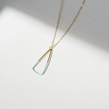 Load image into Gallery viewer, Copper Bee Triangle Turquoise &amp; Brass Necklace
