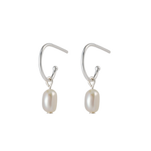 Load image into Gallery viewer, One &amp; Eight Pearl Silver Drop Studs

