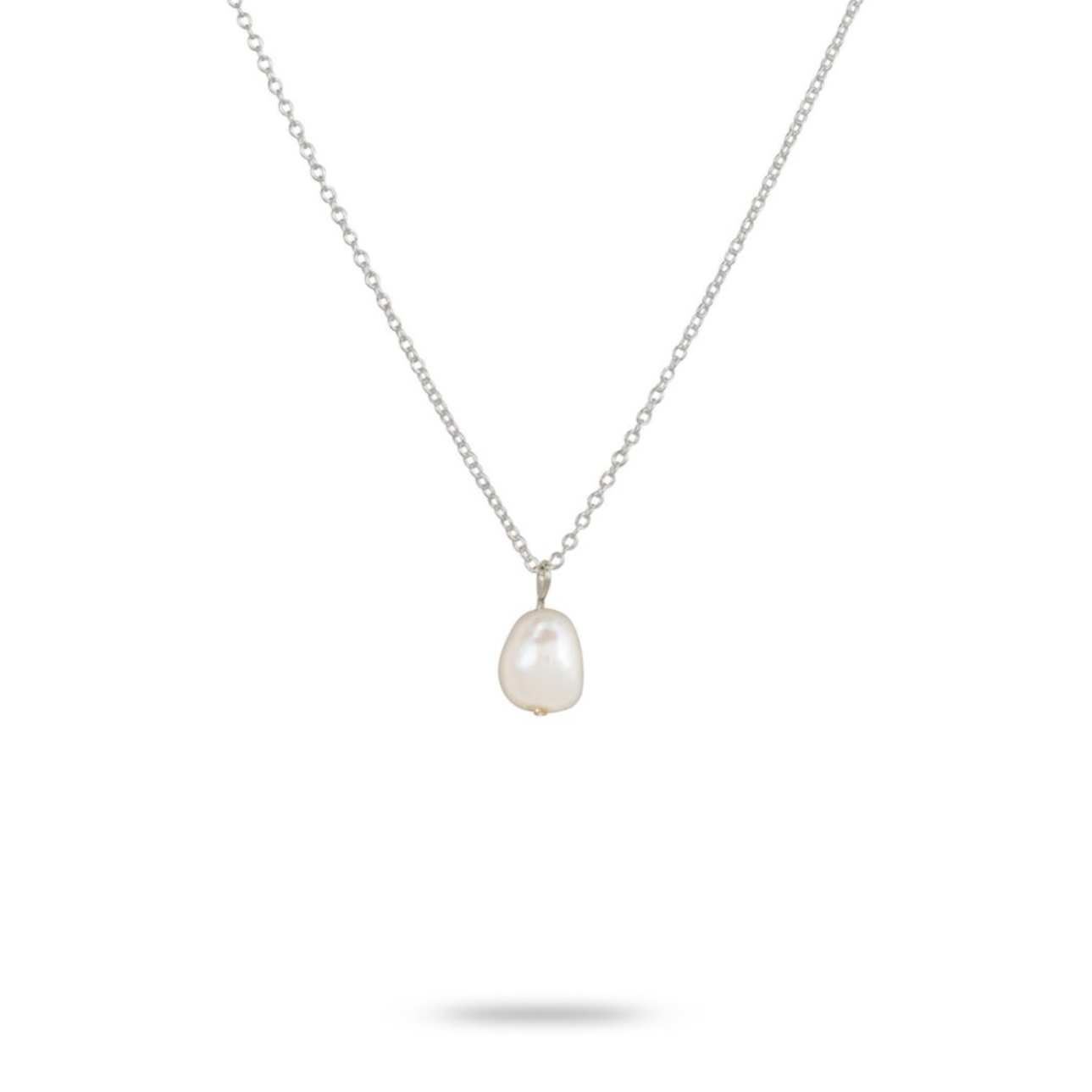 One & Eight Pearl Silver Necklace