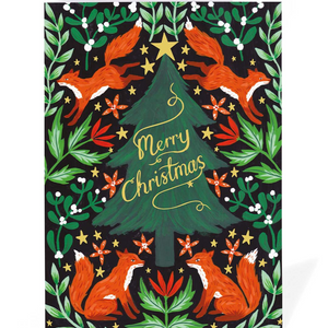 Ohh Deer Fox Christmas Tree Card
