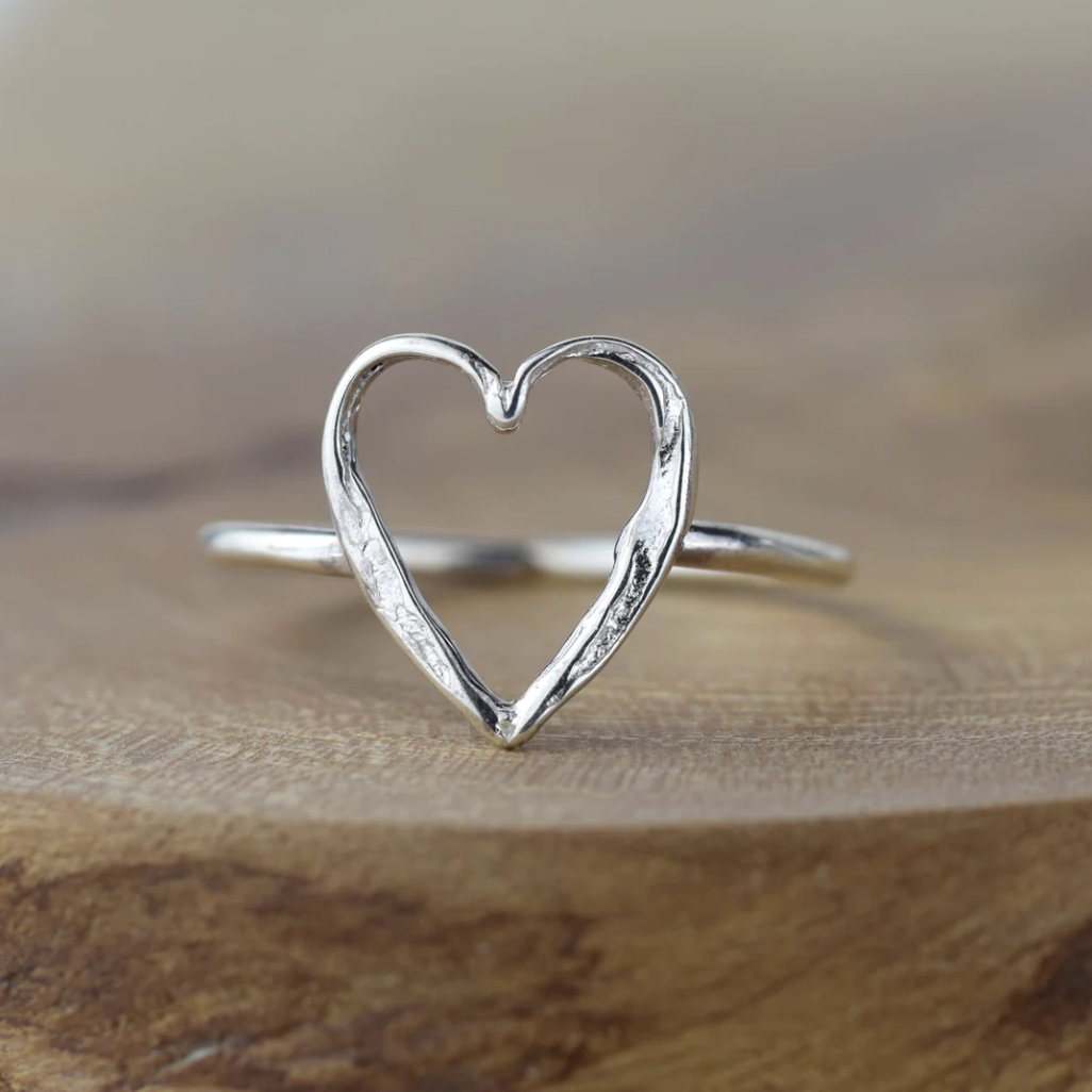 Alison Moore Small Silver Open Heart Ring Ninianshetland