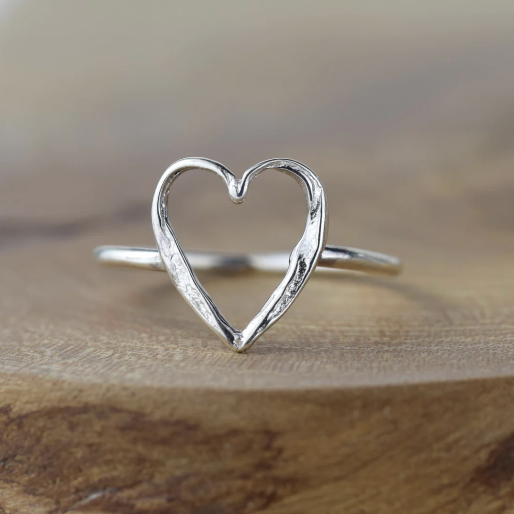Alison Moore - Small Silver Open Heart Ring