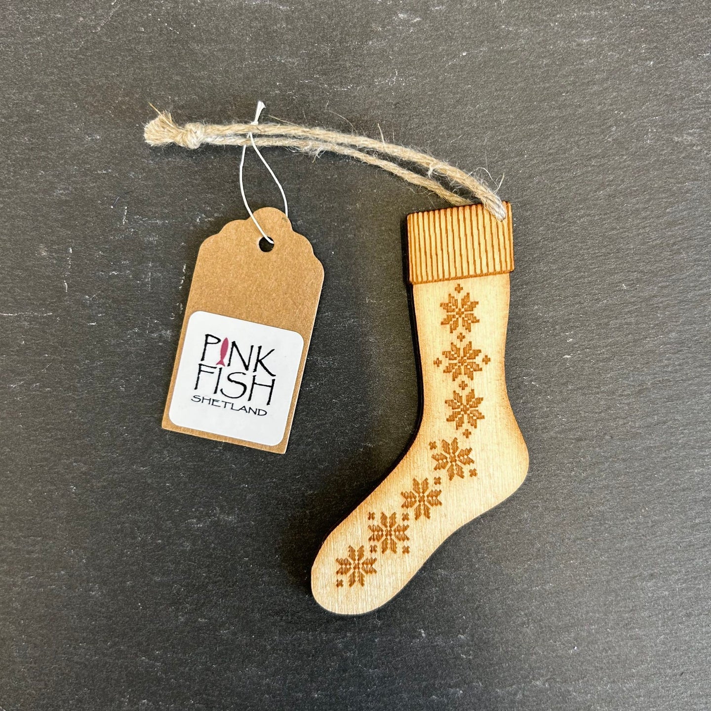 Pink Fish Fair Isle Sock Decoration