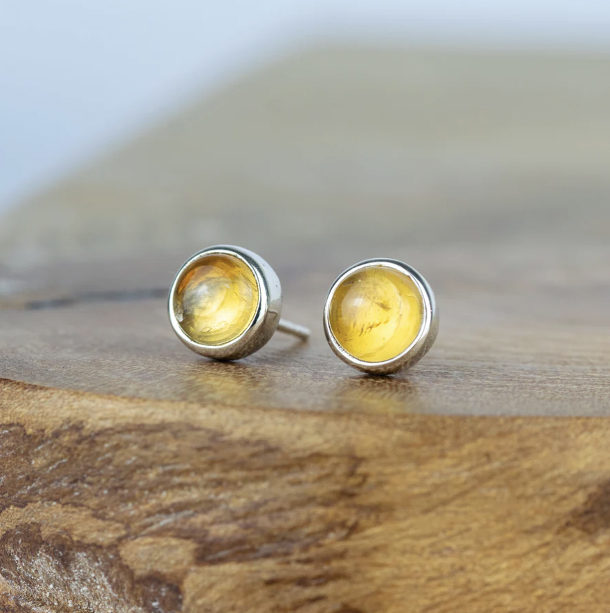 Alison Moore Citrine Gemstone Studs - 6mm