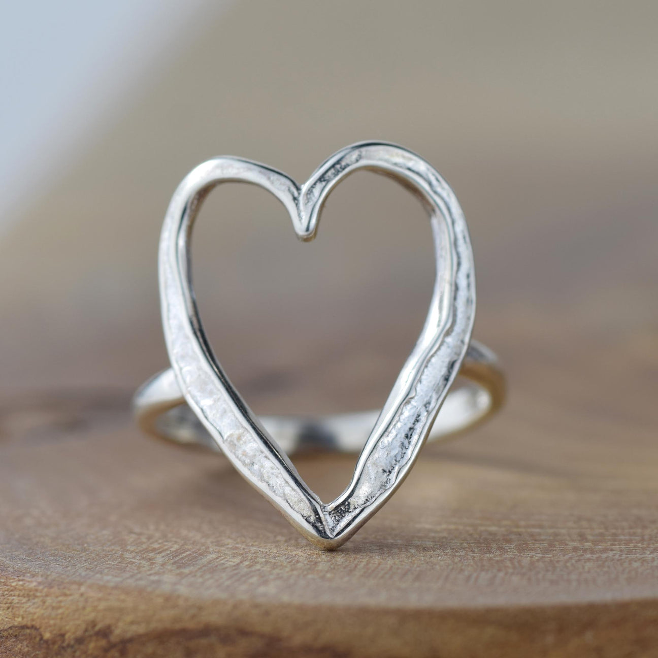 Alison Moore Large Silver Open Heart Ring