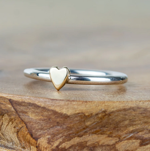 Alison Moore Lunar Silver and Rose Gold Heart Ring