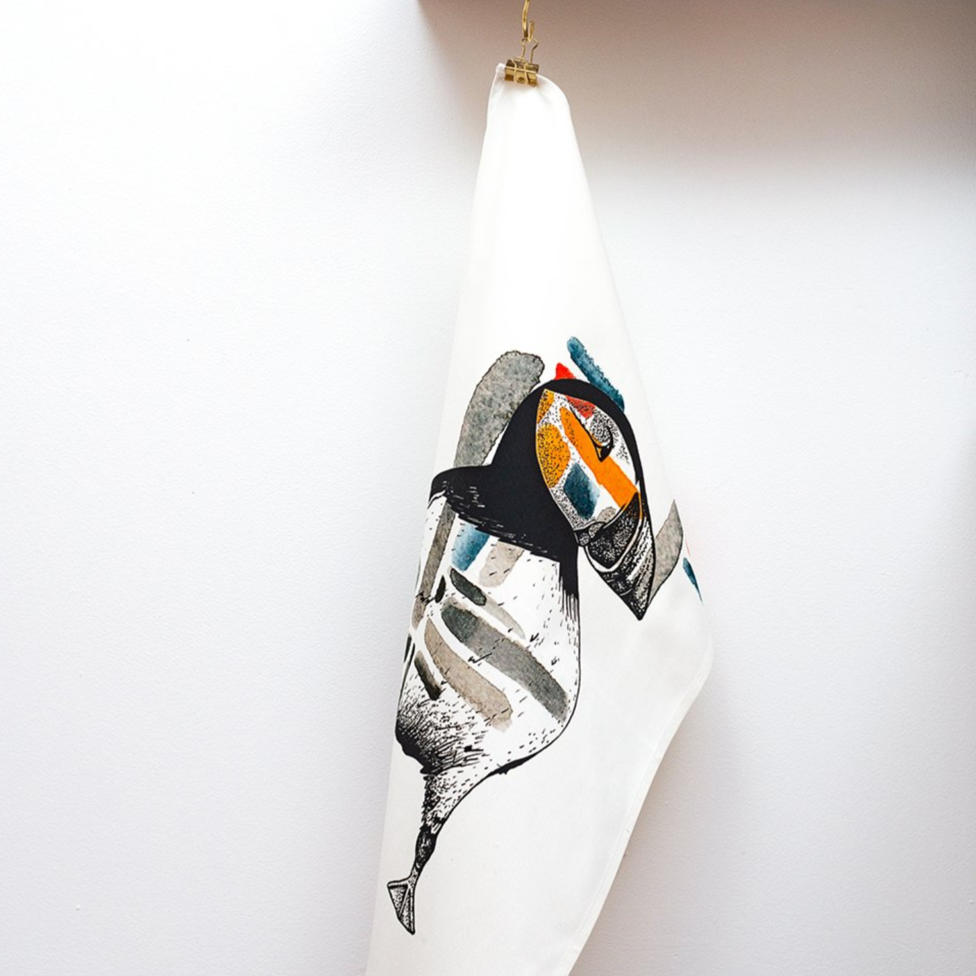 Sarah Leask Tea Towel - Puffin