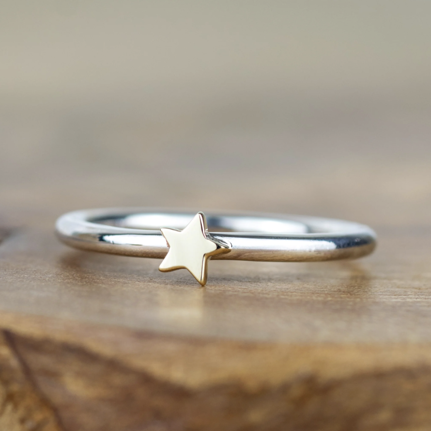 Alison Moore Lunar Silver and Gold Star Ring