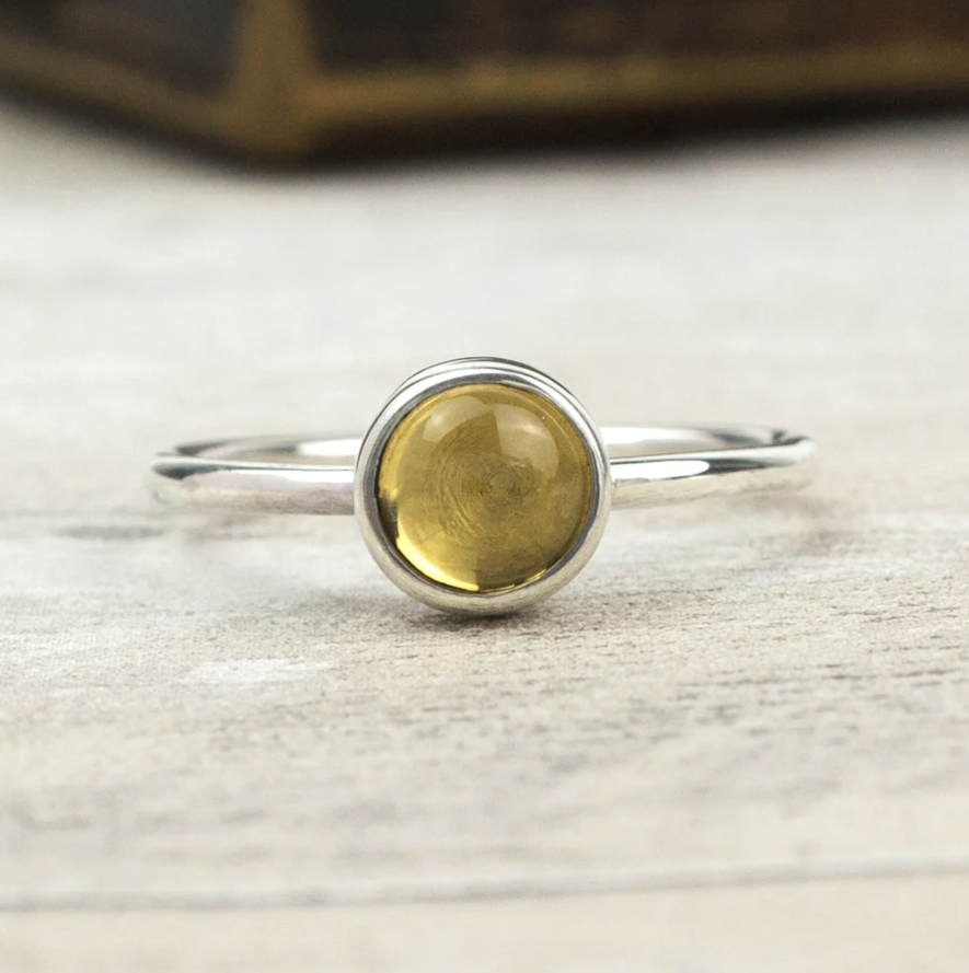 Silver ring sales yellow stone