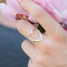 Load image into Gallery viewer, Alison Moore Large Silver Open Heart Ring

