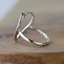 Load image into Gallery viewer, Alison Moore Large Silver Open Heart Ring
