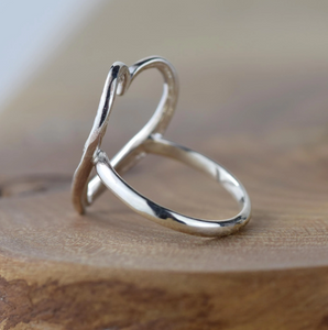 Alison Moore Large Silver Open Heart Ring