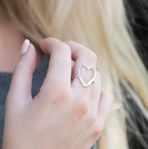 Alison Moore Large Silver Open Heart Ring
