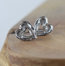 Load image into Gallery viewer, Alison Moore Silver Double Heart Studs
