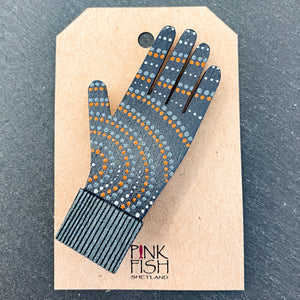 Pink Fish Painted Glove Brooch
