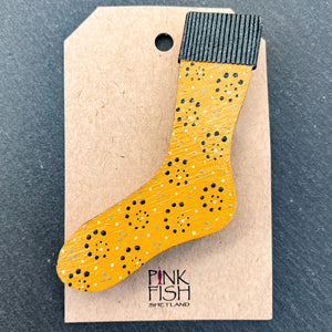 Pink Fish Painted Sock Brooch