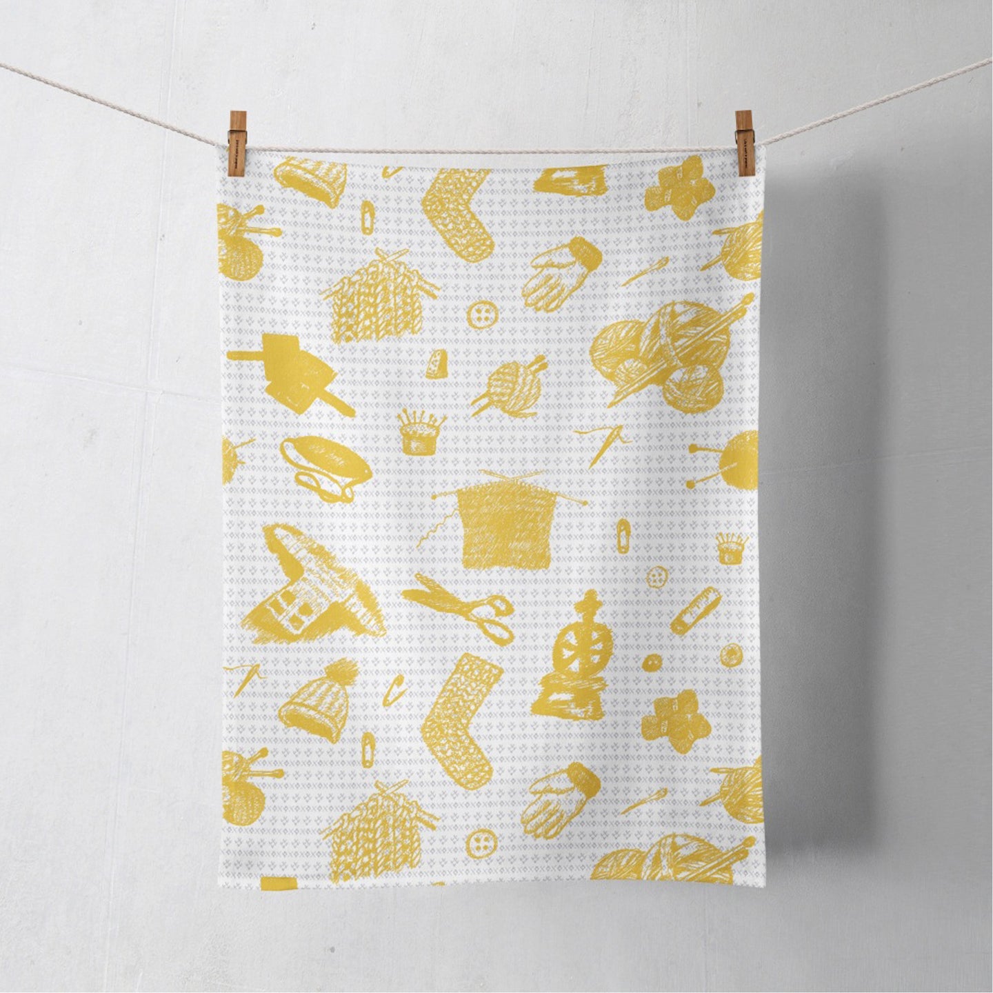 Julie Williamson Tea Towel Tak dee Sock - Yellow